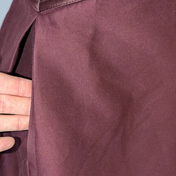 Halston Heritage | Cotton & Silk Syrah Burgundy Stripe Seam Mini Dress | Size 8 - Picture 6 of 15